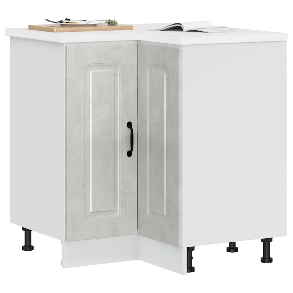 Kuhinjski kutni donji ormarić Kalmar siva boja betona drveni