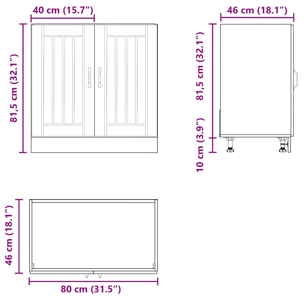 Donji ormarić za umivaonik Lucca crni konstruirano drvo