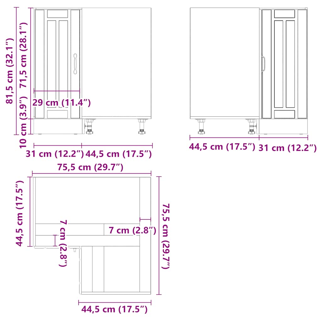 Kuhinjski kutni donji ormarić Lucca bijeli konstruirano drvo