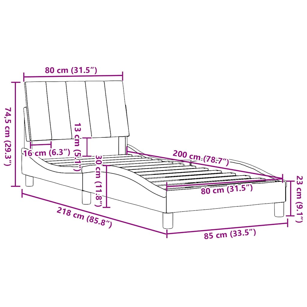 Okvir za krevet bez madraca Hanko tamnosivi 80x200 cm od tkanine