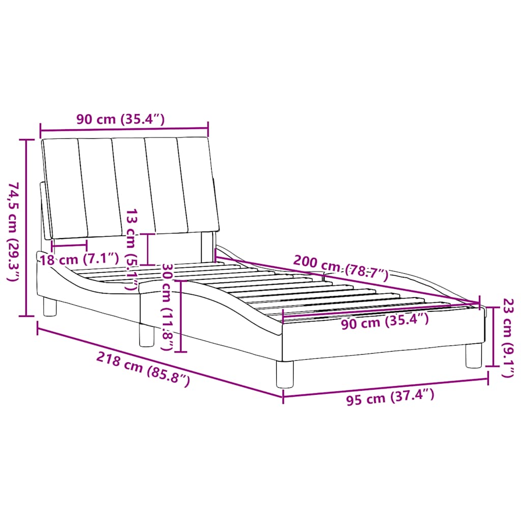 Okvir za krevet bez madraca Hanko plava 90x200cm od tkanine