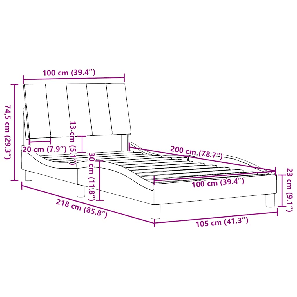 Okvir kreveta bez madraca Hanko svjetlosivi 100x200 cm od tkanine