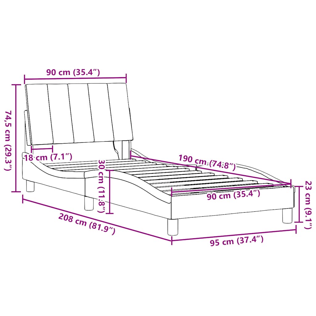 Okvir za krevet bez madraca Hanko plava 90x190cm od tkanine