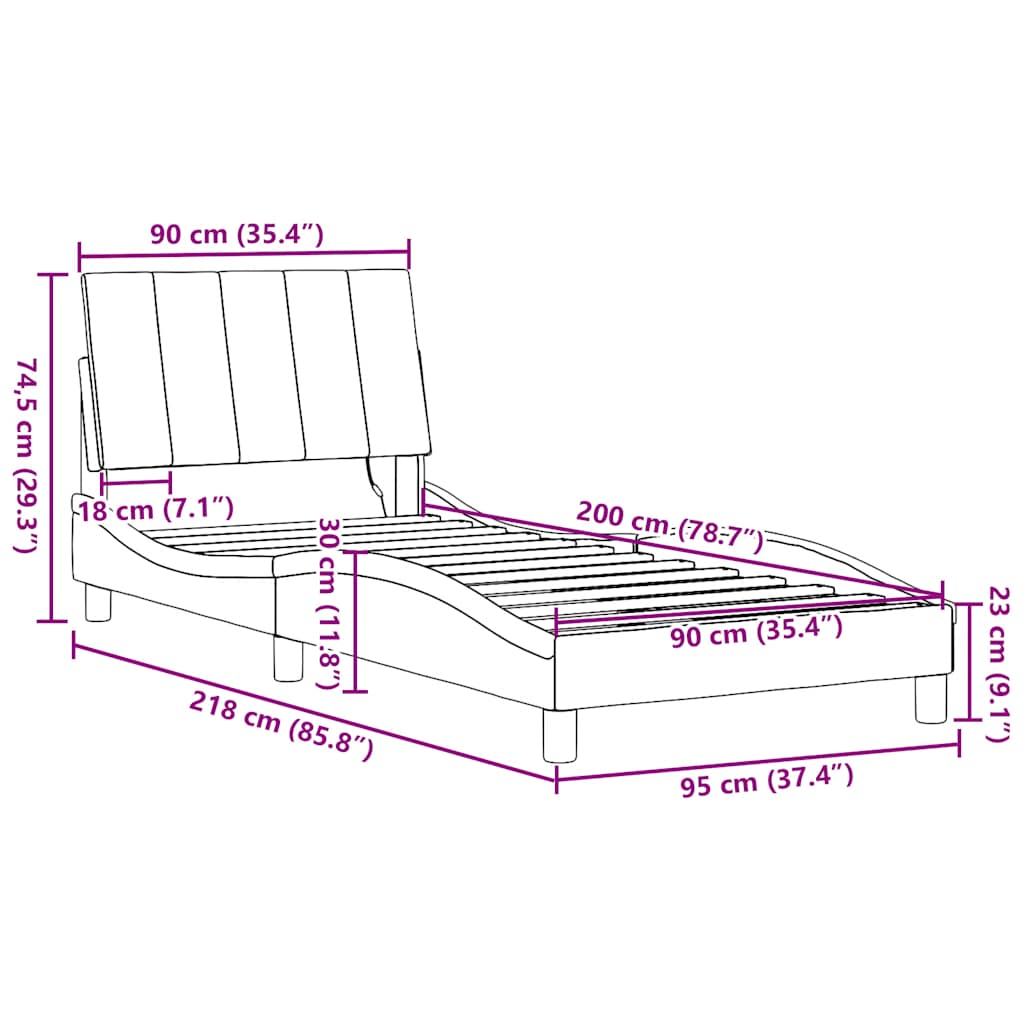 Okvir kreveta bez madraca Hanko svjetlosivi 90x200 cm od tkanine