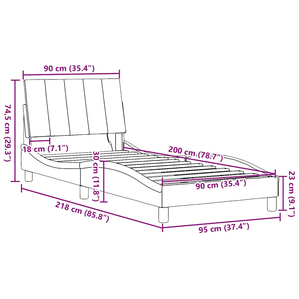 Okvir za krevet bez madraca Hanko krem 90x200cm od tkanine
