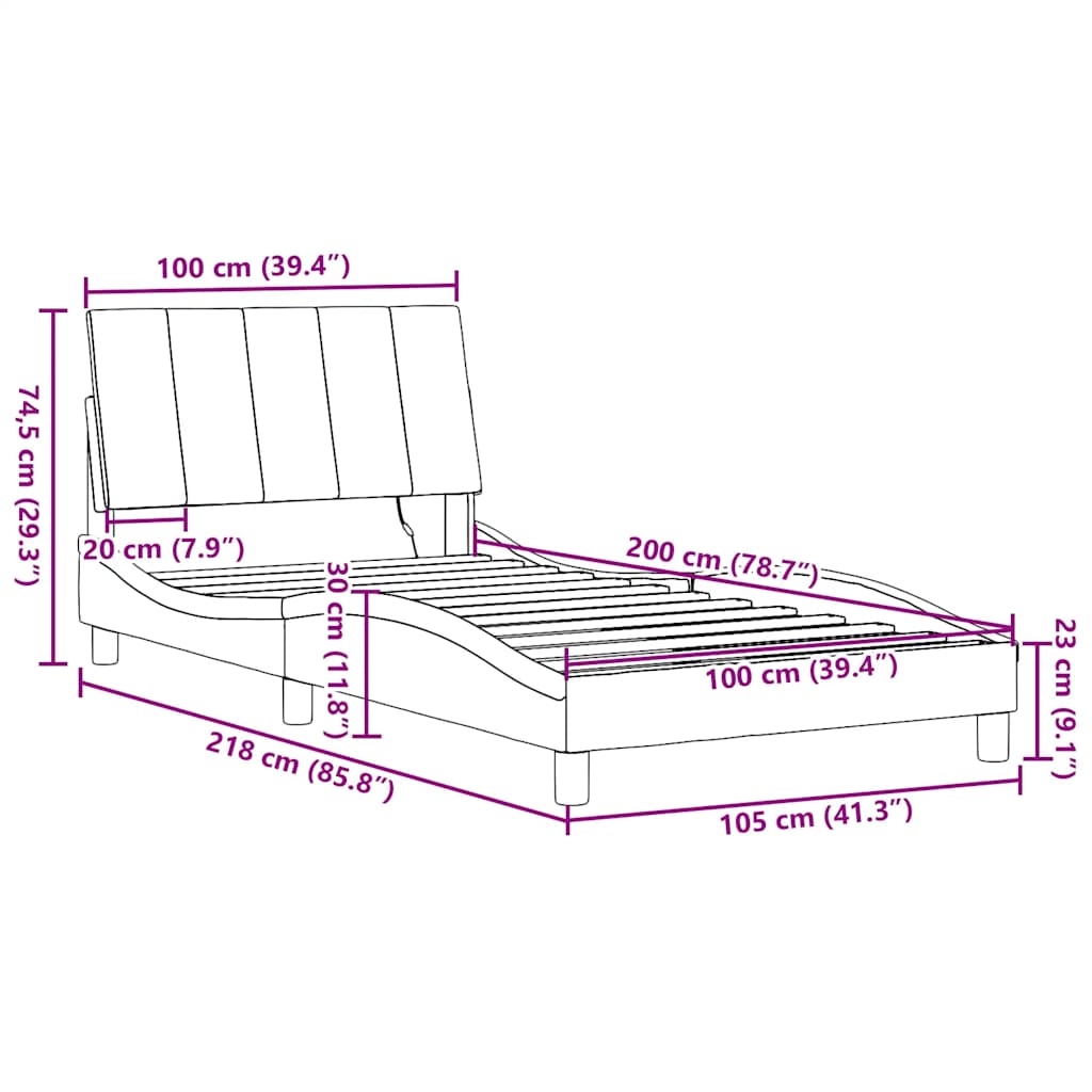 Okvir kreveta bez madraca Hanko svjetlosivi 100x200 cm od tkanine