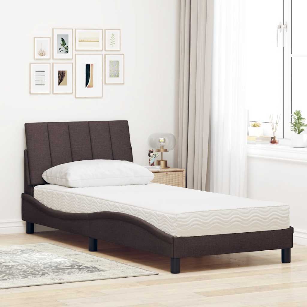 Krevet s madracem Hanko tamnosmeđi 80x200 cm od tkanine