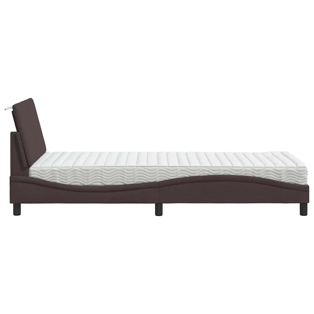 Krevet s madracem Hanko tamnosmeđi 80x200 cm od tkanine