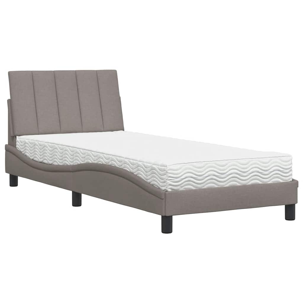Krevet s madracem Hanko smeđesivi 80x200 cm od tkanine