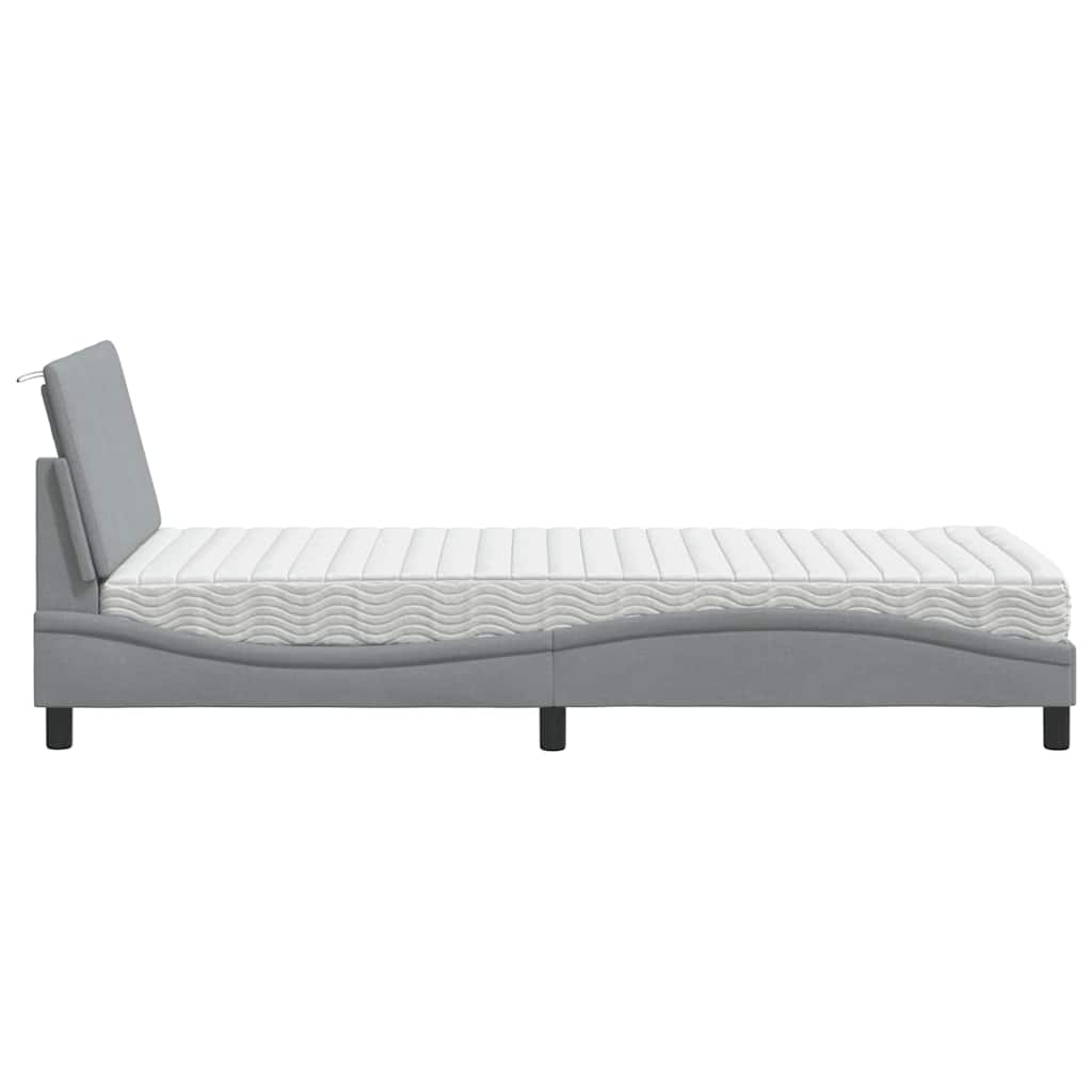 Krevet s madracem Hanko svjetlosivi 90x190 cm od tkanine