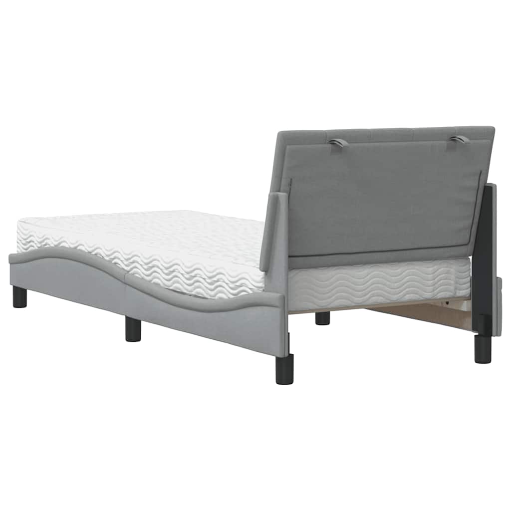 Krevet s madracem Hanko svjetlosivi 90x190 cm od tkanine