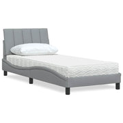 Krevet s madracem Hanko svjetlosivi 90x190 cm od tkanine