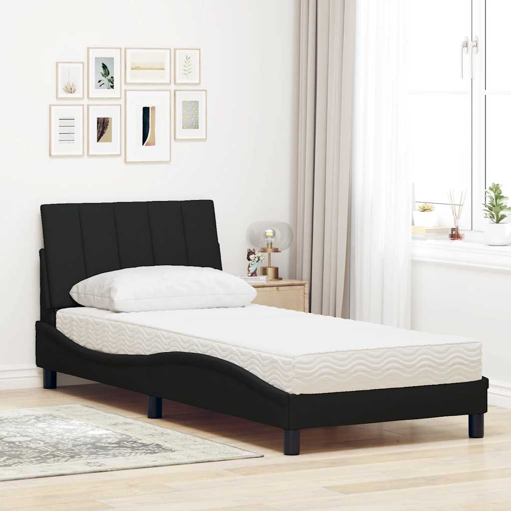 Krevet s madracem Hanko crni 90x190 cm od tkanine