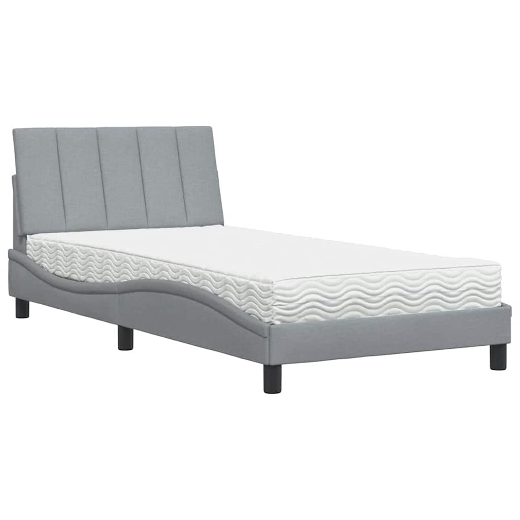 Krevet s madracem Hanko svjetlosivi 100x200 cm od tkanine