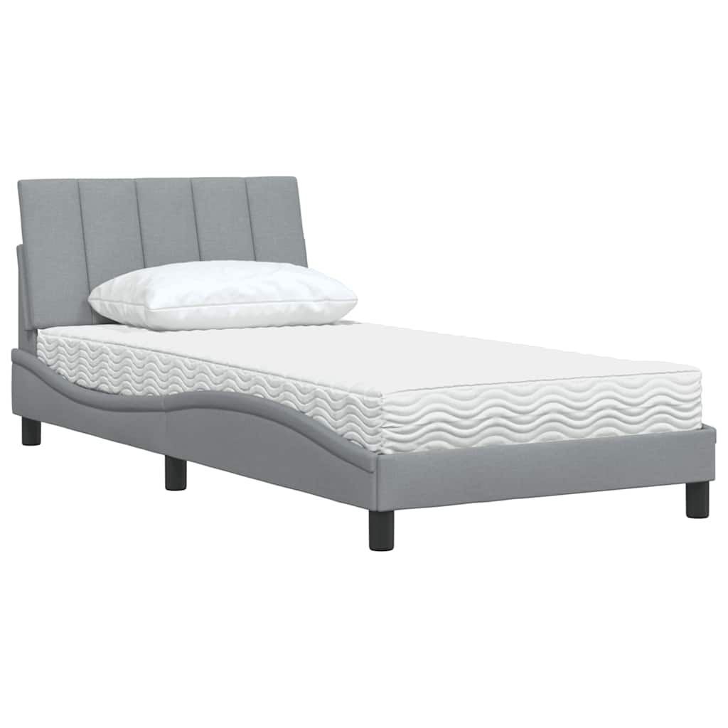 Krevet s madracem Hanko svjetlosivi 100x200 cm od tkanine