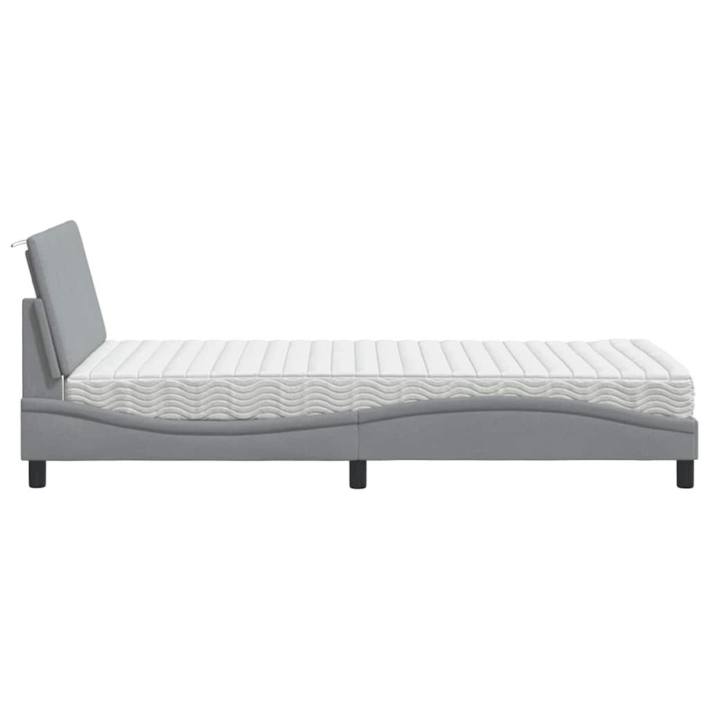 Krevet s madracem Hanko svjetlosivi 100x200 cm od tkanine