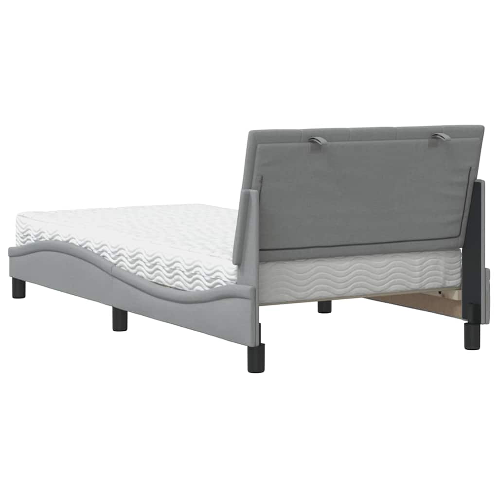 Krevet s madracem Hanko svjetlosivi 100x200 cm od tkanine
