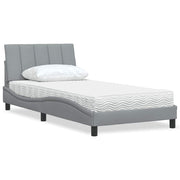 Krevet s madracem Hanko svjetlosivi 100x200 cm od tkanine
