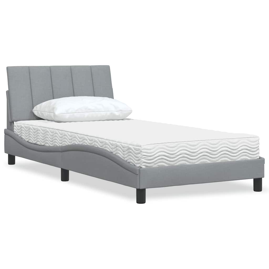 Krevet s madracem Hanko svjetlosivi 100x200 cm od tkanine