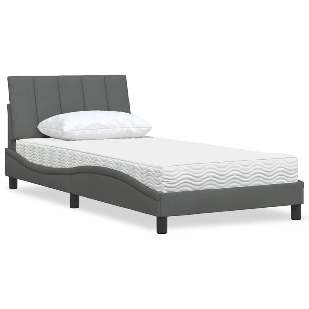 Krevet s madracem Hanko tamnosivi 100 x 200 cm od tkanine