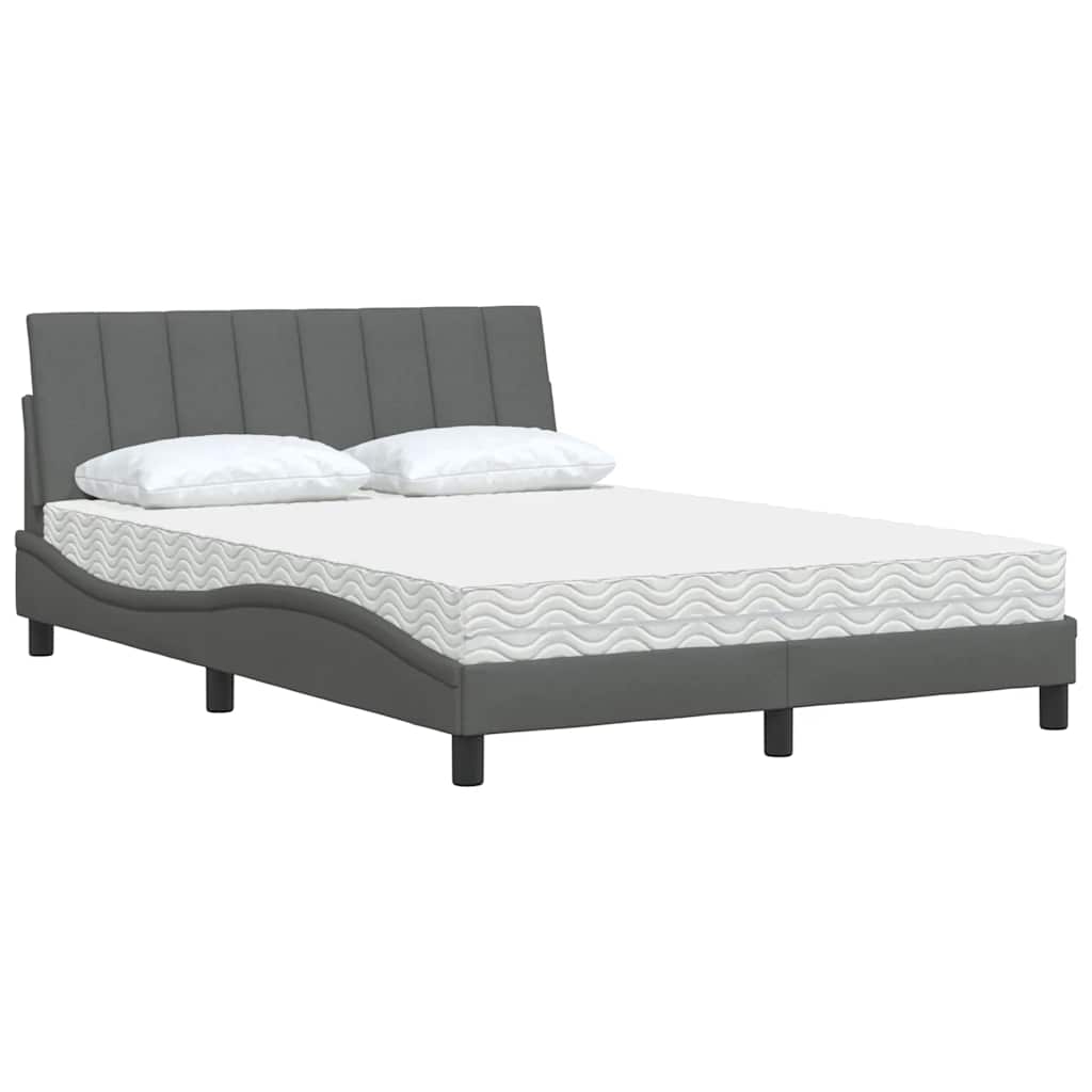 Krevet s madracem Hanko tamnosivi 120 x 200 cm od tkanine
