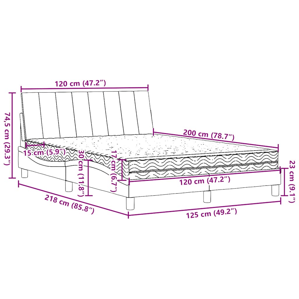 Krevet s madracem Hanko crni 120 x 200 cm od tkanine