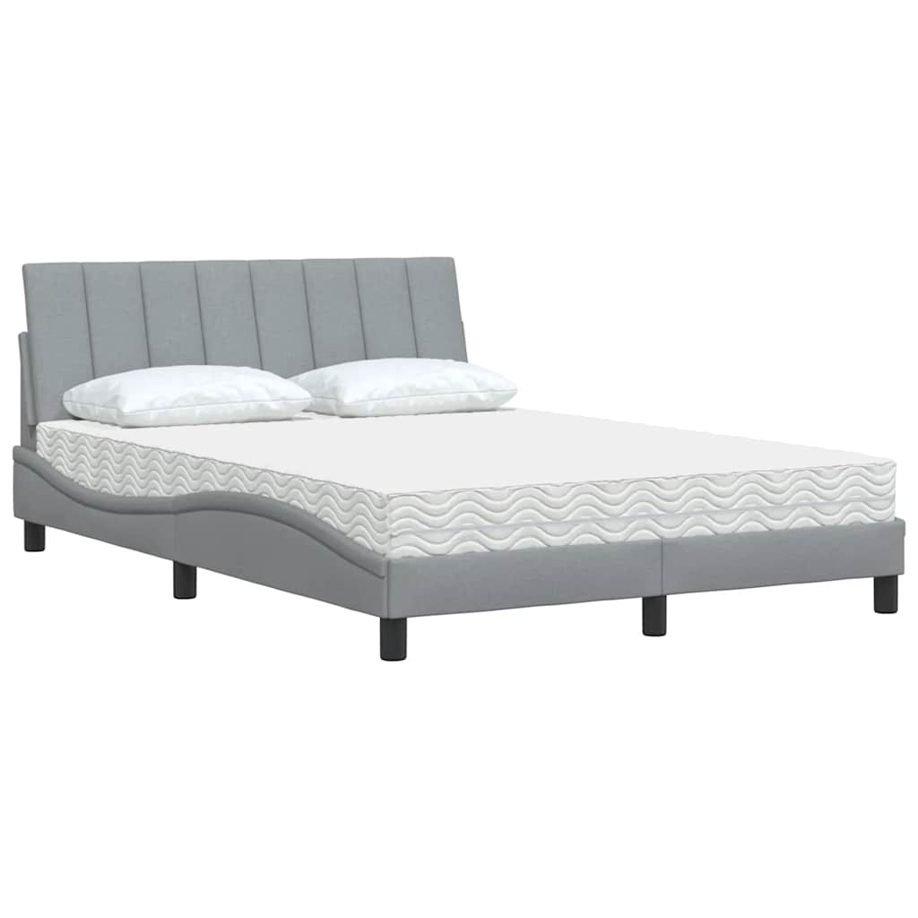 Krevet s madracem Hanko svjetlosivi 140x190 cm od tkanine