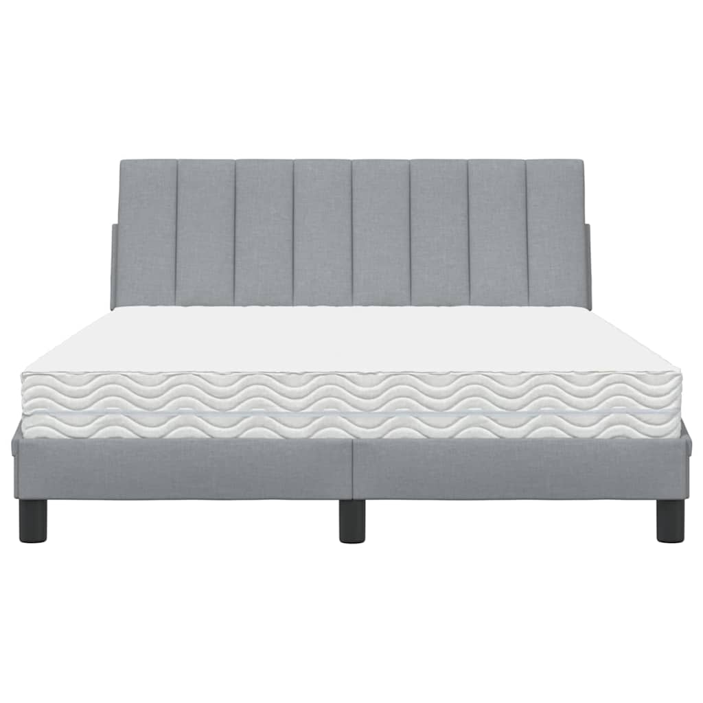Krevet s madracem Hanko svjetlosivi 140x190 cm od tkanine