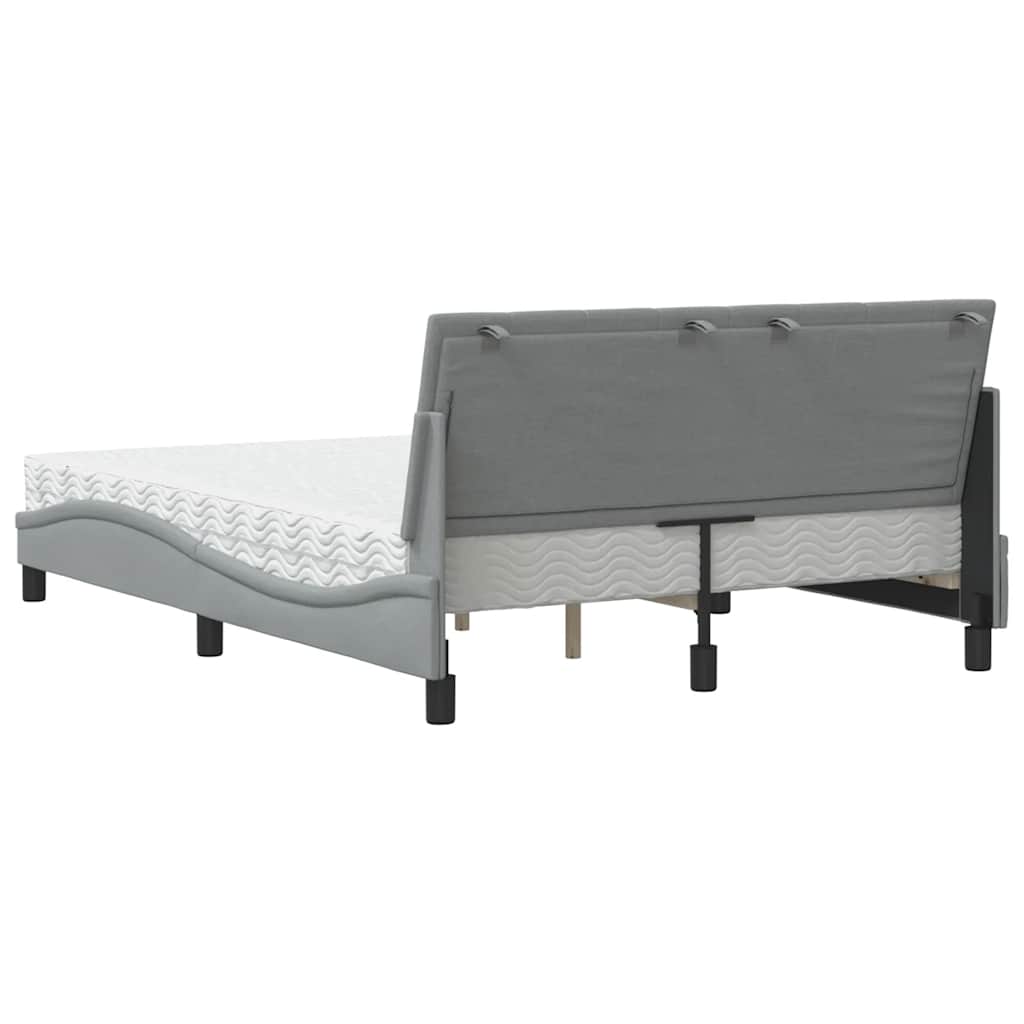 Krevet s madracem Hanko svjetlosivi 140x190 cm od tkanine