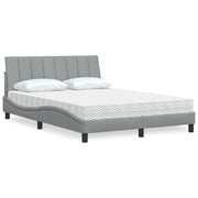 Krevet s madracem Hanko svjetlosivi 140x190 cm od tkanine