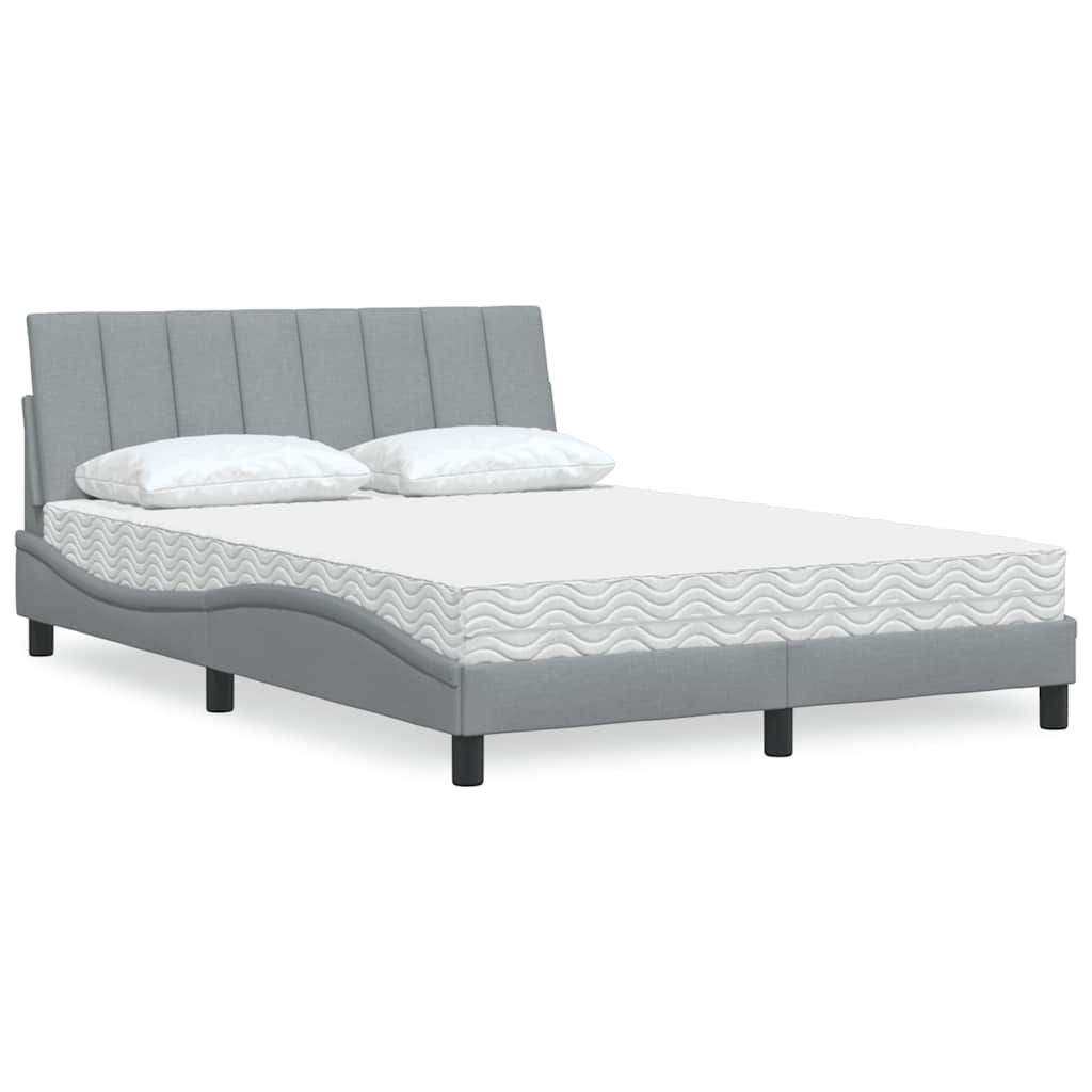 Krevet s madracem Hanko svjetlosivi 140x190 cm od tkanine