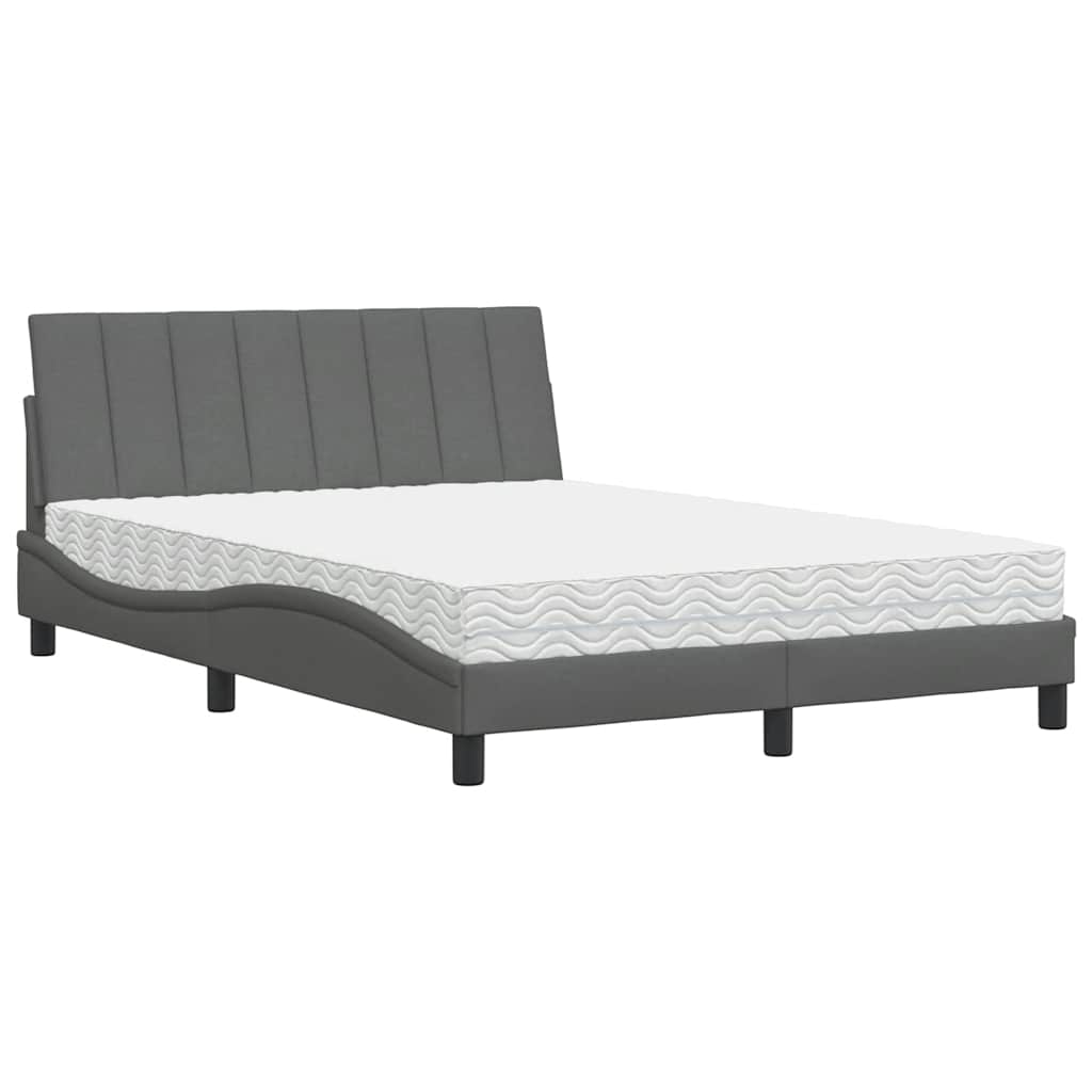 Krevet s madracem Hanko tamnosivi 140x190 cm od tkanine
