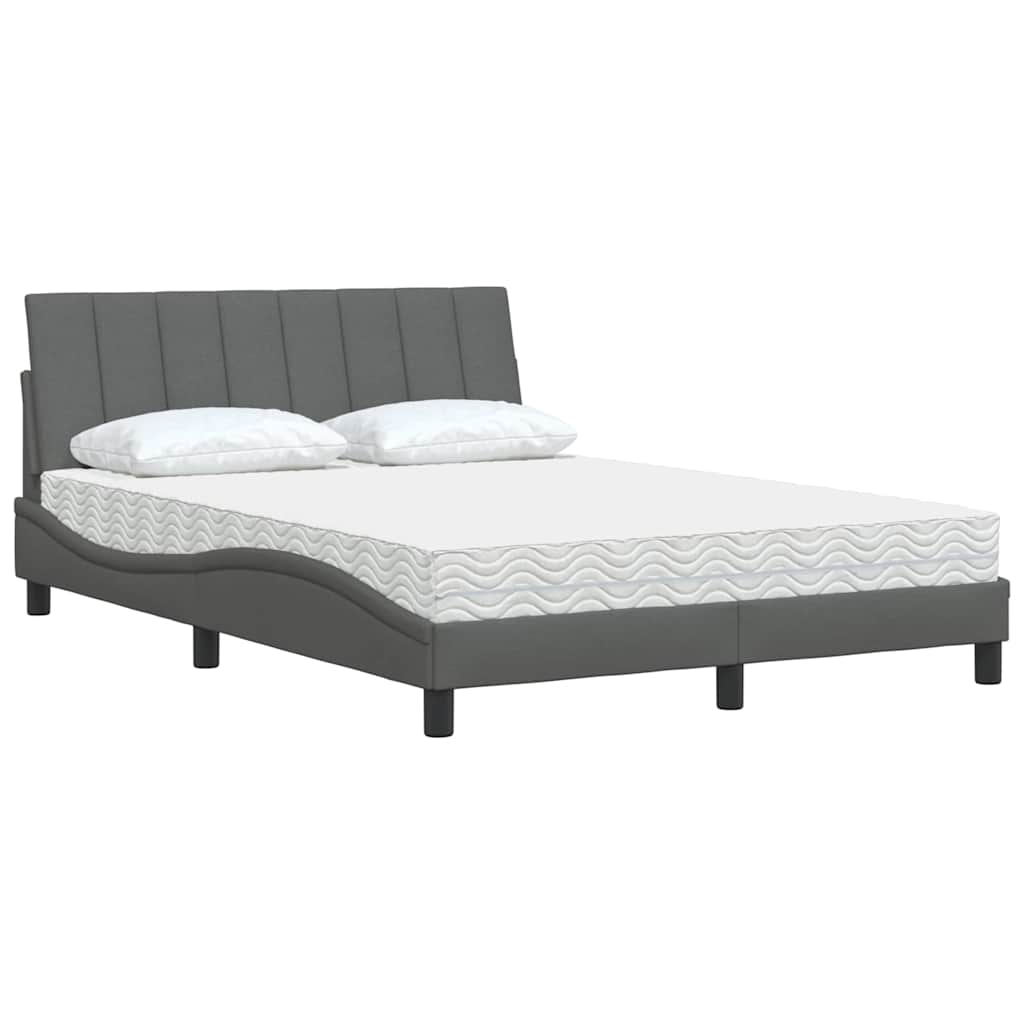 Krevet s madracem Hanko tamnosivi 140x190 cm od tkanine