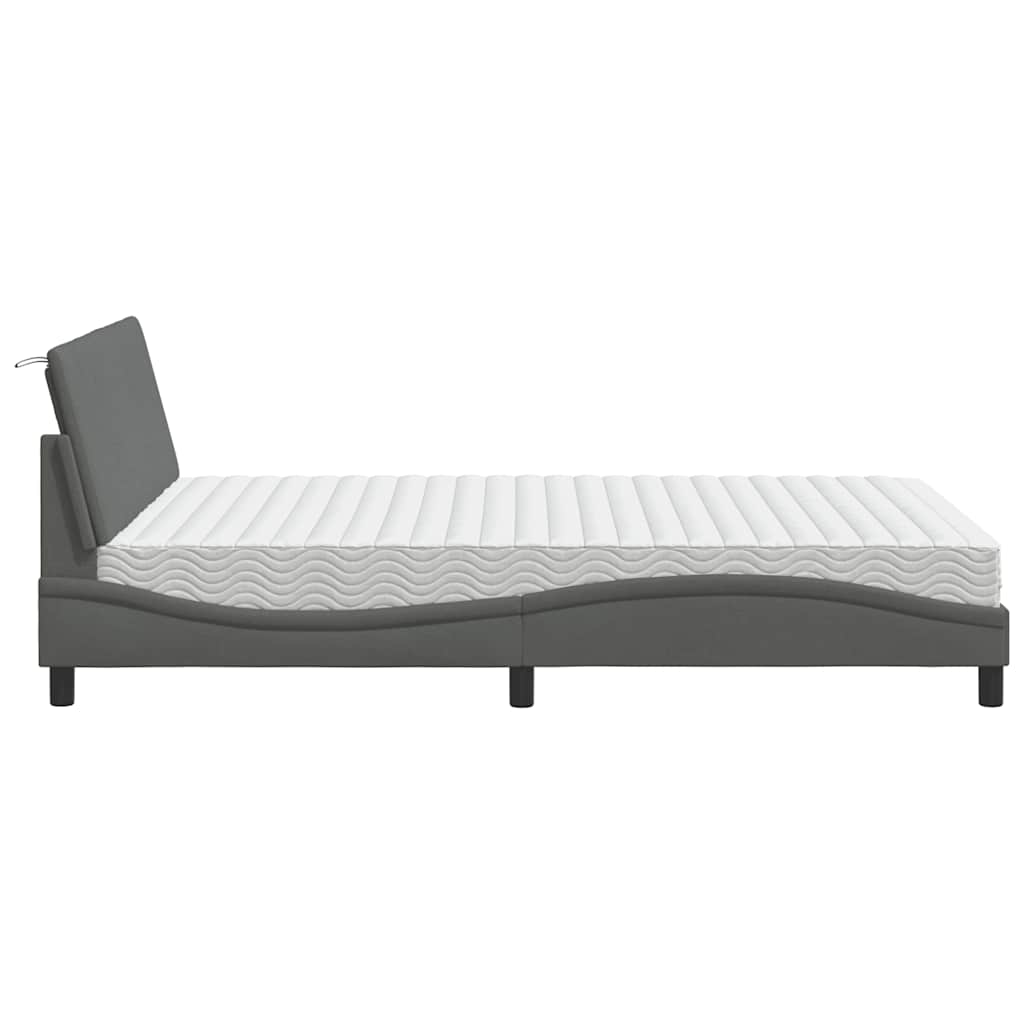 Krevet s madracem Hanko tamnosivi 140x190 cm od tkanine