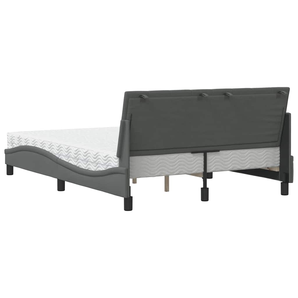Krevet s madracem Hanko tamnosivi 140x190 cm od tkanine