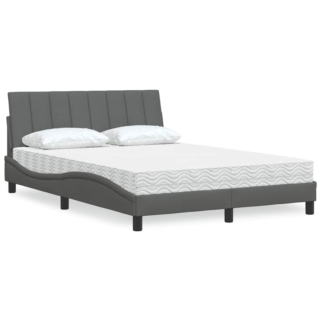 Krevet s madracem Hanko tamnosivi 140x190 cm od tkanine