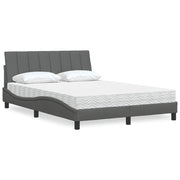 Krevet s madracem Hanko tamnosivi 140x190 cm od tkanine