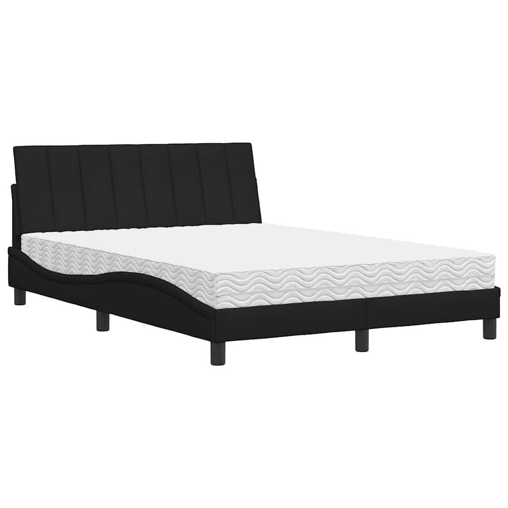 Krevet s madracem Hanko crni 140 x 190 cm od tkanine