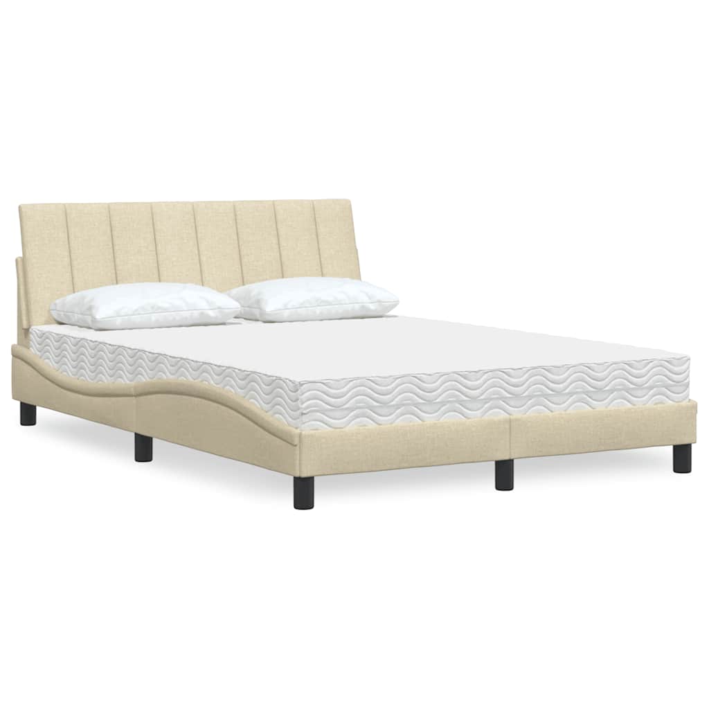 Krevet s madracem Hanko krem 140 x 190 cm od tkanine