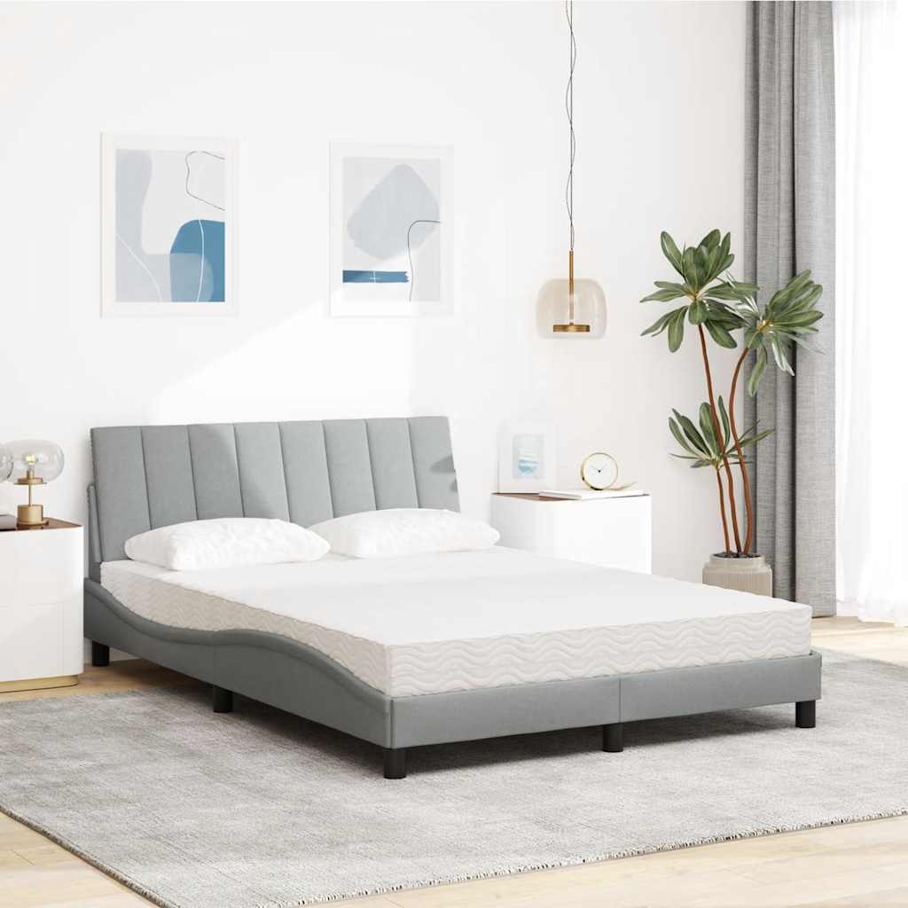 Krevet s madracem Hanko svjetlosivi 140x200 cm od tkanine