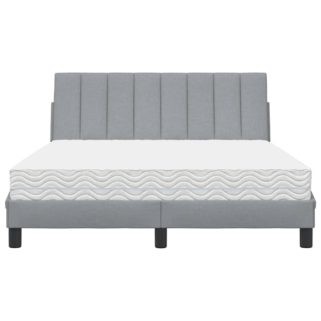 Krevet s madracem Hanko svjetlosivi 140x200 cm od tkanine