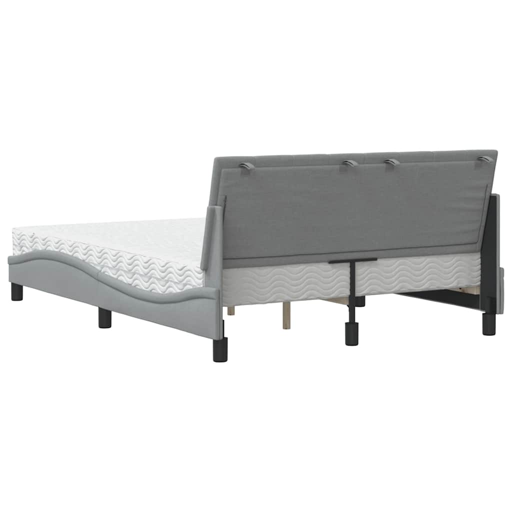 Krevet s madracem Hanko svjetlosivi 140x200 cm od tkanine