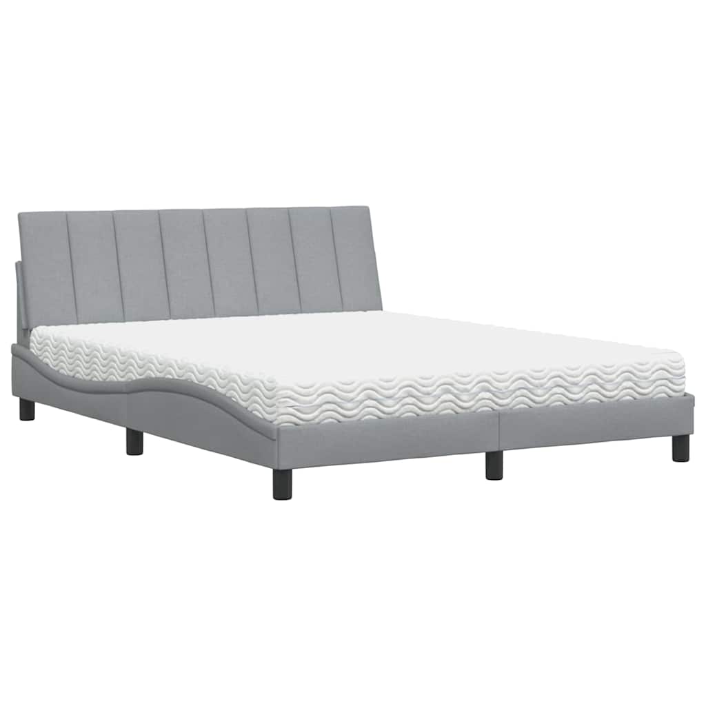 Krevet s madracem Hanko svjetlosiva 160x200 cm tkanina