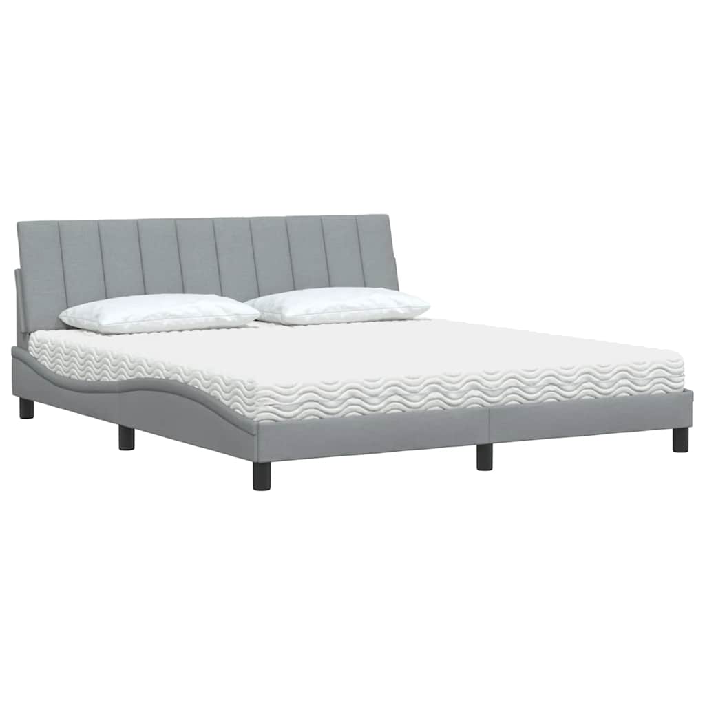 Krevet s madracem Hanko svjetlosivi 180x200 cm od tkanine