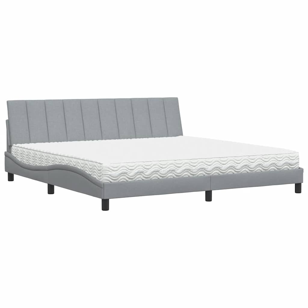 Krevet s madracem Hanko svjetlosivi 200 x 200 cm od tkanine