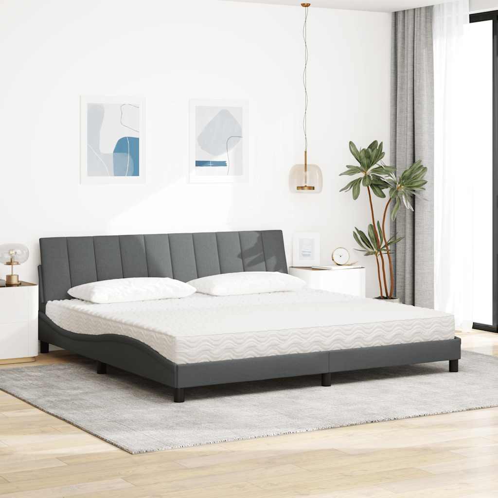 Krevet s madracem Hanko svjetlosivi 200 x 200 cm od tkanine