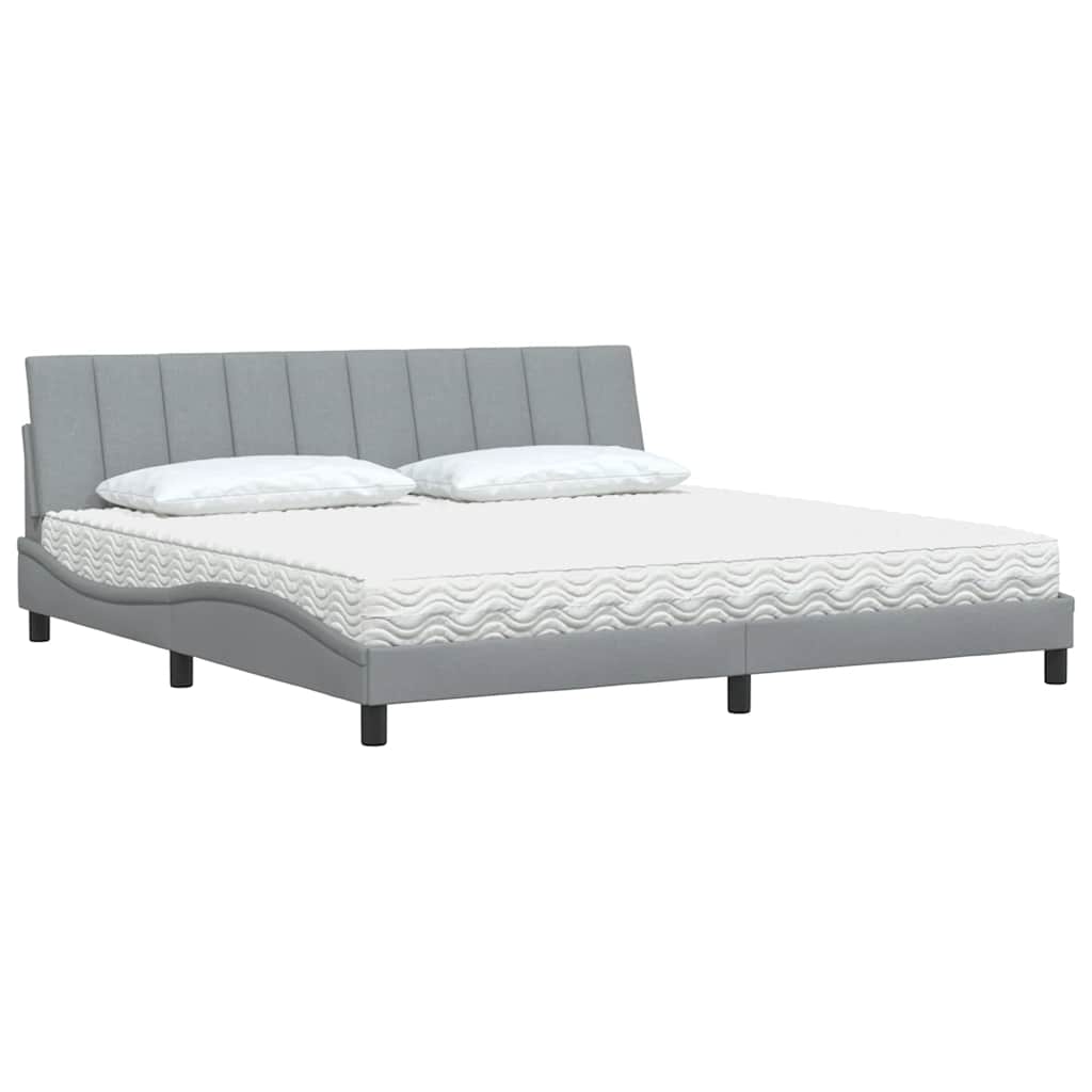 Krevet s madracem Hanko svjetlosivi 200 x 200 cm od tkanine