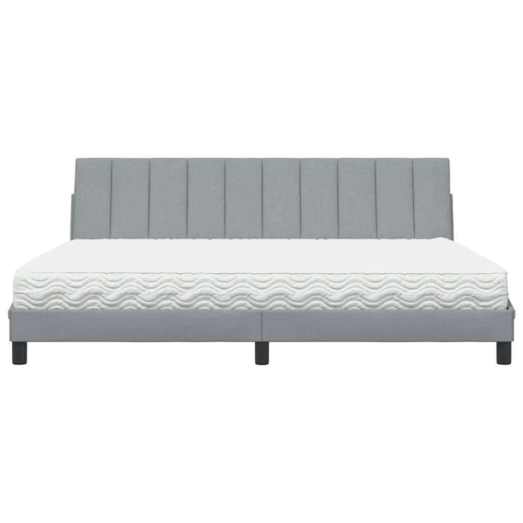 Krevet s madracem Hanko svjetlosivi 200 x 200 cm od tkanine