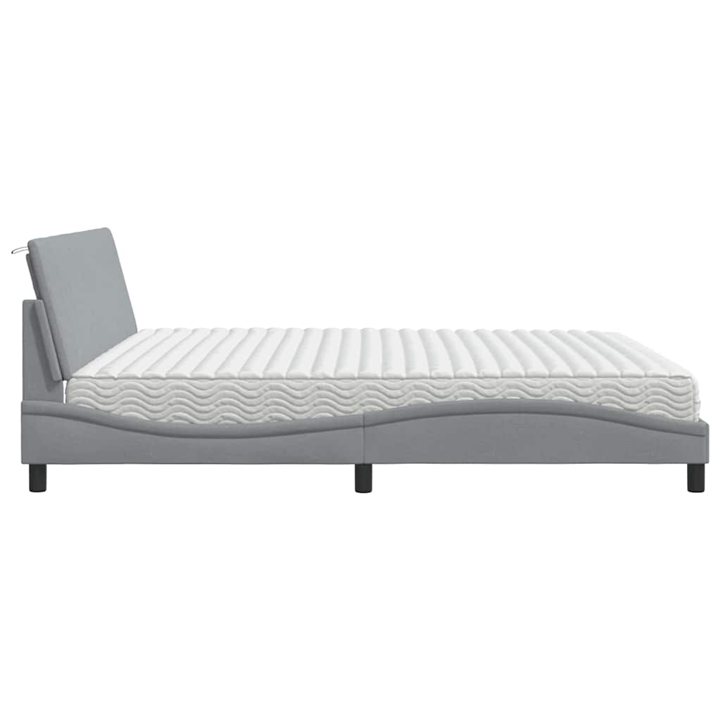Krevet s madracem Hanko svjetlosivi 200 x 200 cm od tkanine