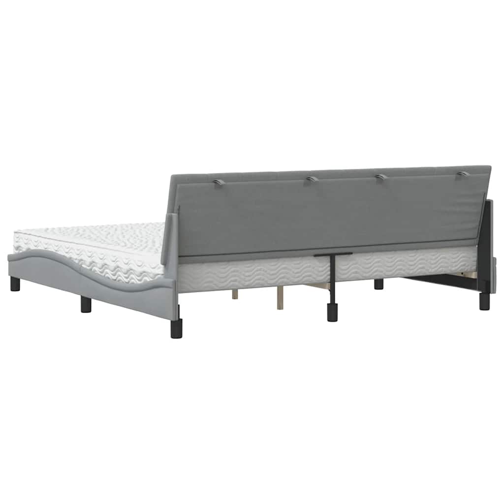Krevet s madracem Hanko svjetlosivi 200 x 200 cm od tkanine